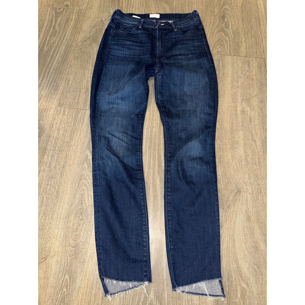 Mother The Stunner Zip Ankle Step Fray Jeans Dark Wash Skinny Size 26
